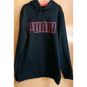Puma Hoodie Warm Cell Black Orange Puma Logo Athletic Stretch Performance Mens M